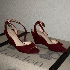 Nine West Burgundy Wedge Sandal